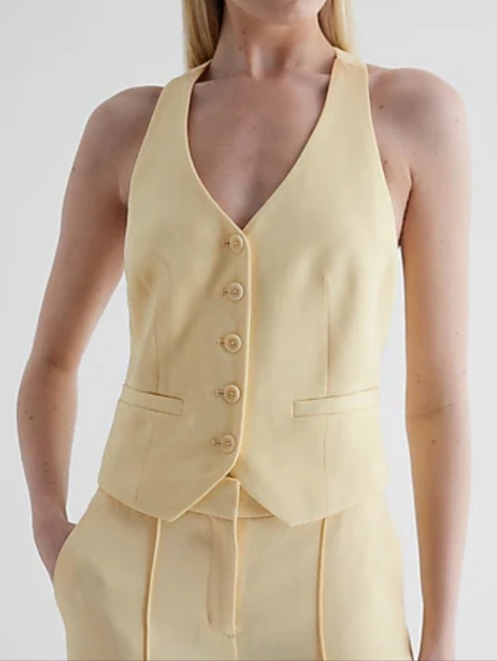 Express Pale Yellow Halter Vest